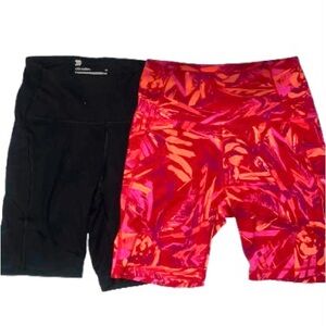 All in Motion Red and Orange Patterned Athletic Biker Shorts